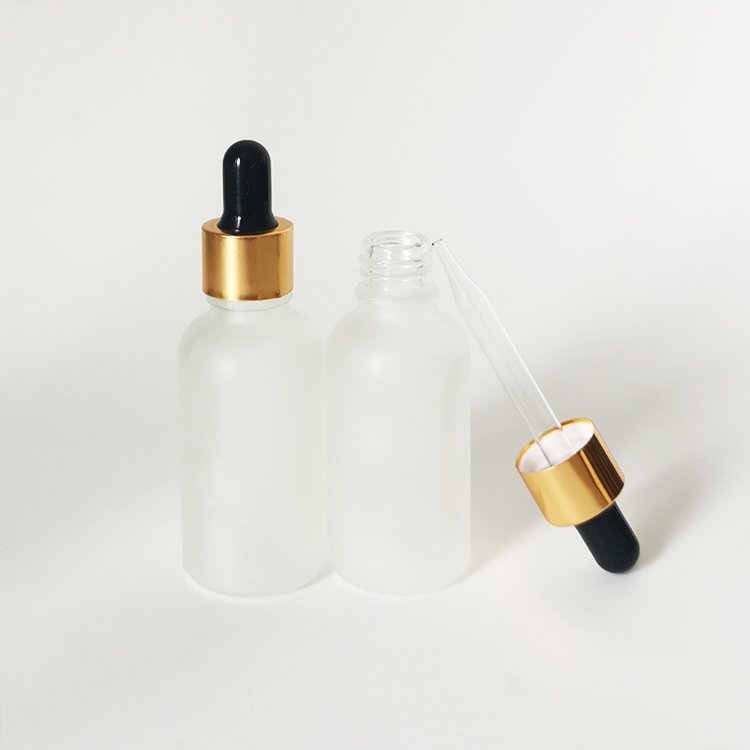 factory custom clear frosted cylinder hair oil cosmetic serum glass dropper empty bottle for essential oil