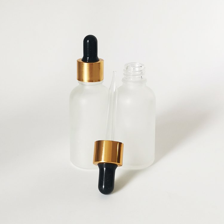 factory custom clear frosted cylinder hair oil cosmetic serum glass dropper empty bottle for essential oil