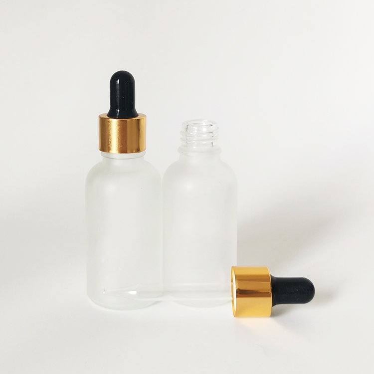 factory custom clear frosted cylinder hair oil cosmetic serum glass dropper empty bottle for essential oil