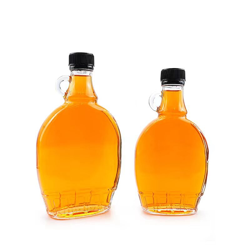 Wholesale empty 150ml 250ml 375ml 500ml California flat shape glass wine bottle with metal screw lid
