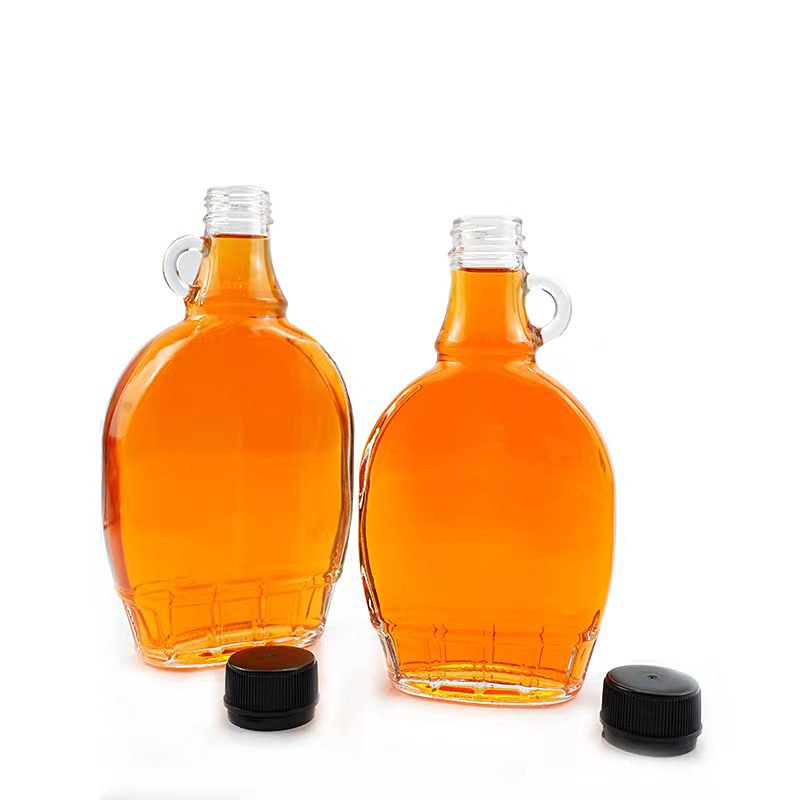 Wholesale empty 150ml 250ml 375ml 500ml California flat shape glass wine bottle with metal screw lid