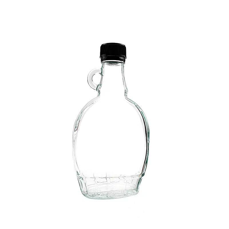 Wholesale empty 150ml 250ml 375ml 500ml California flat shape glass wine bottle with metal screw lid
