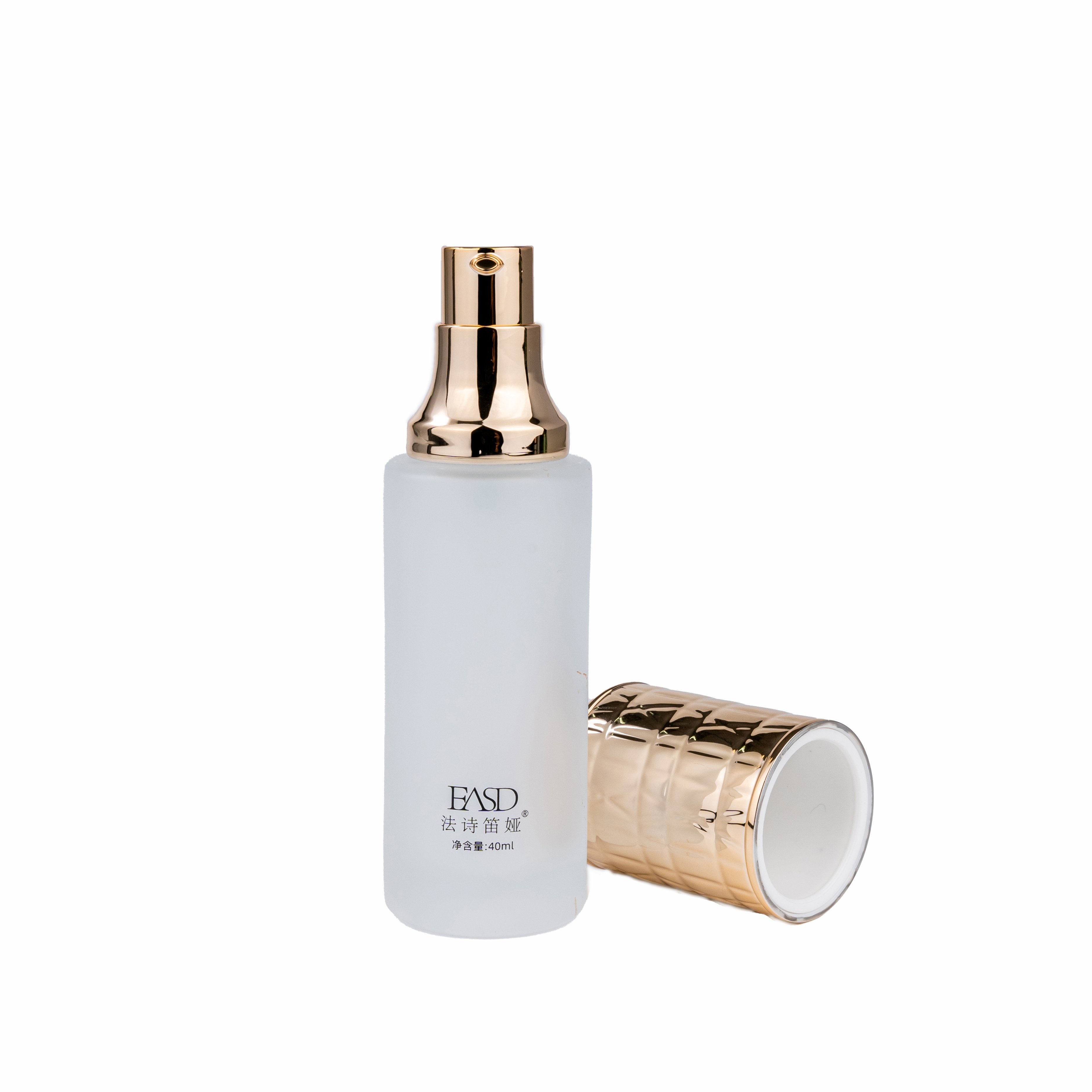 Cylinder Screw Cream Pump Custom Foundation Thick-walled Bottle Matte Translucent Glass Lotion Bottle