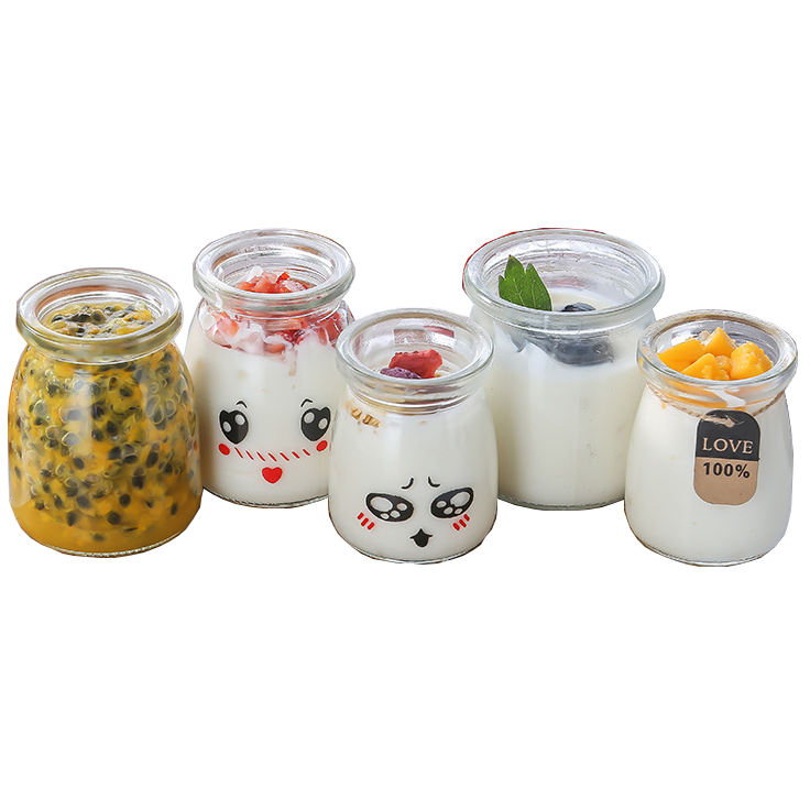 Wholesale Milk Drink Container 150ml Glass Pudding Jar Yogurt Glass Jar 5oz With Plastic Lid
