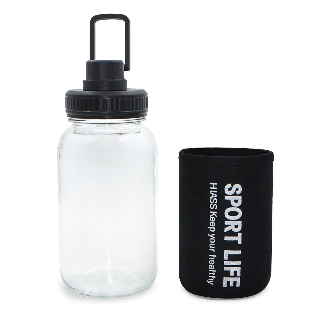 26 oz Portable Large Capacity Glass Drinkware with sleeve Borosilicate Glass Water Bottle