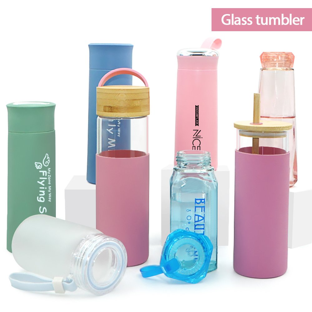 26 oz Portable Large Capacity Glass Drinkware with sleeve Borosilicate Glass Water Bottle