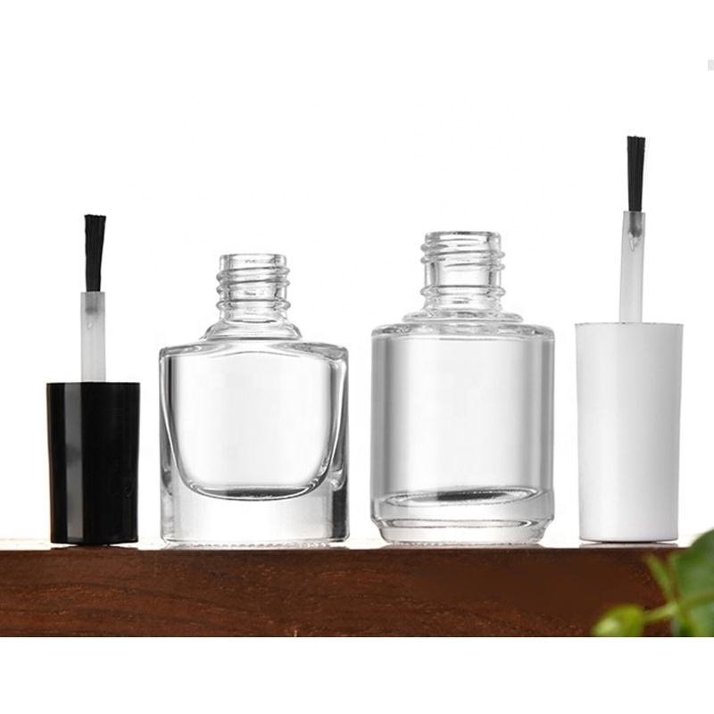 Wholesale 5ml 6ml 10ml 15ml Clear Empty Cosmetic Nail Polish Glass bottle with Brush Cap Glass Nail Gel Bottle Containers