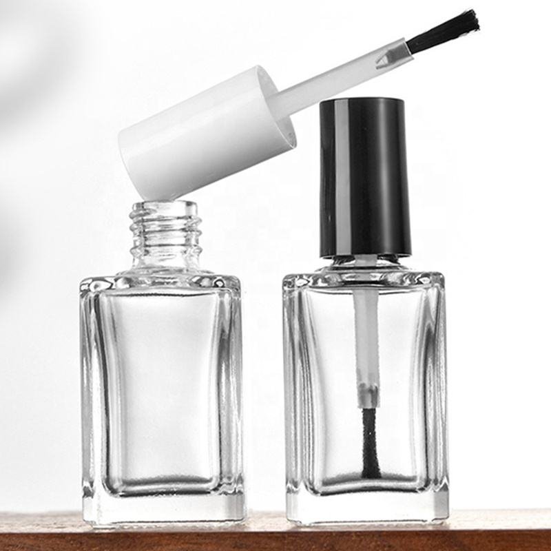 Wholesale 5ml 6ml 10ml 15ml Clear Empty Cosmetic Nail Polish Glass bottle with Brush Cap Glass Nail Gel Bottle Containers