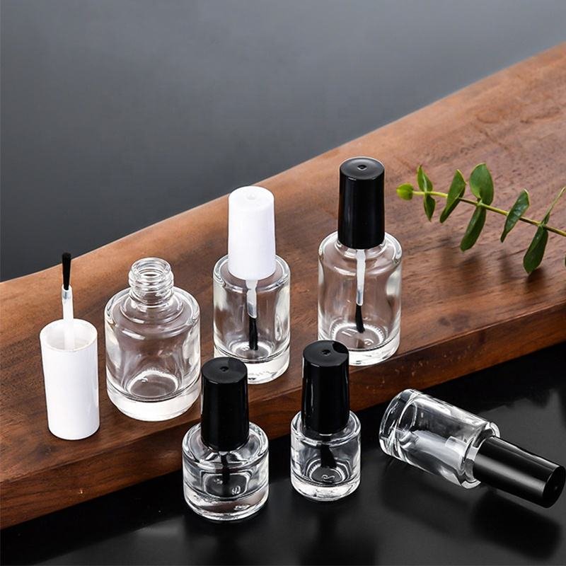 Wholesale 5ml 6ml 10ml 15ml Clear Empty Cosmetic Nail Polish Glass bottle with Brush Cap Glass Nail Gel Bottle Containers