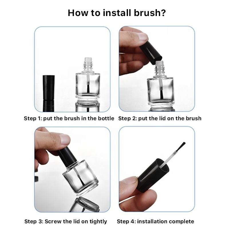 Wholesale 5ml 6ml 10ml 15ml Clear Empty Cosmetic Nail Polish Glass bottle with Brush Cap Glass Nail Gel Bottle Containers