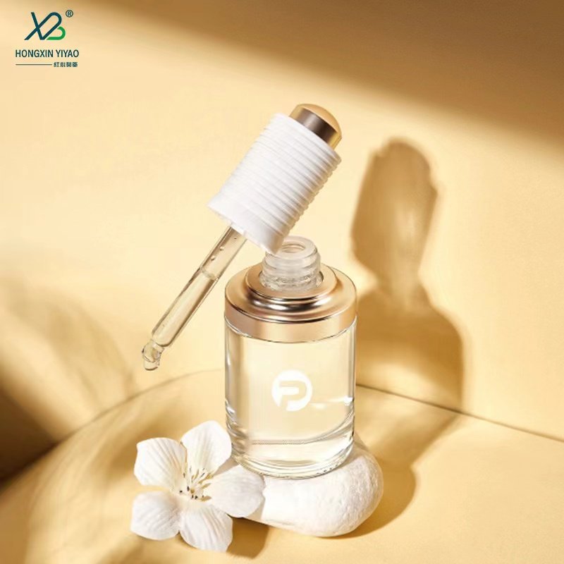 Manufacturer supplies 30ml shouldered dropper original liquid bottle press pump glass cylinder essence liquid bottle from stock