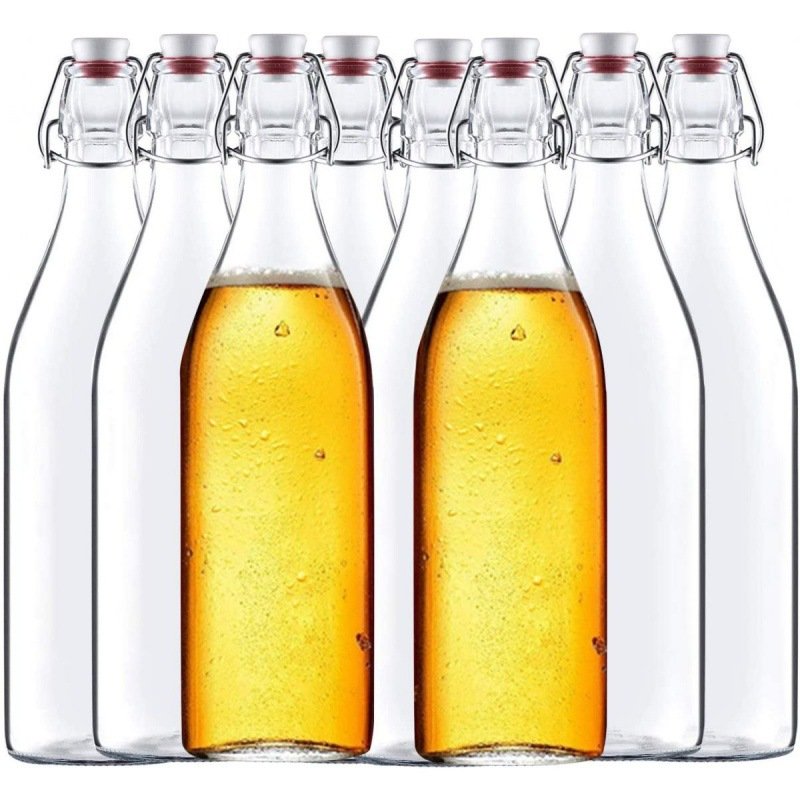 Customized Beverages Oil Vinegar Kombucha Beer Water Soda Kefir Flip Top Ez Glass Bottle Swing Top Brewing Bottle with Stopper