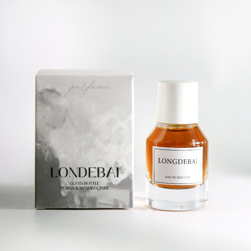 Factory round perfume glass bottle clear pump spray crimp empty 30ml 50ml perfume bottle 100ml with black cap