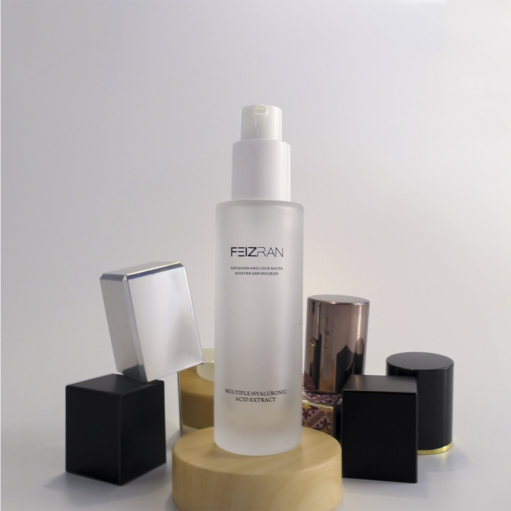Accept custom shaped and coated cosmetic glass bottles 75ml 100ml 120ml pump head spray