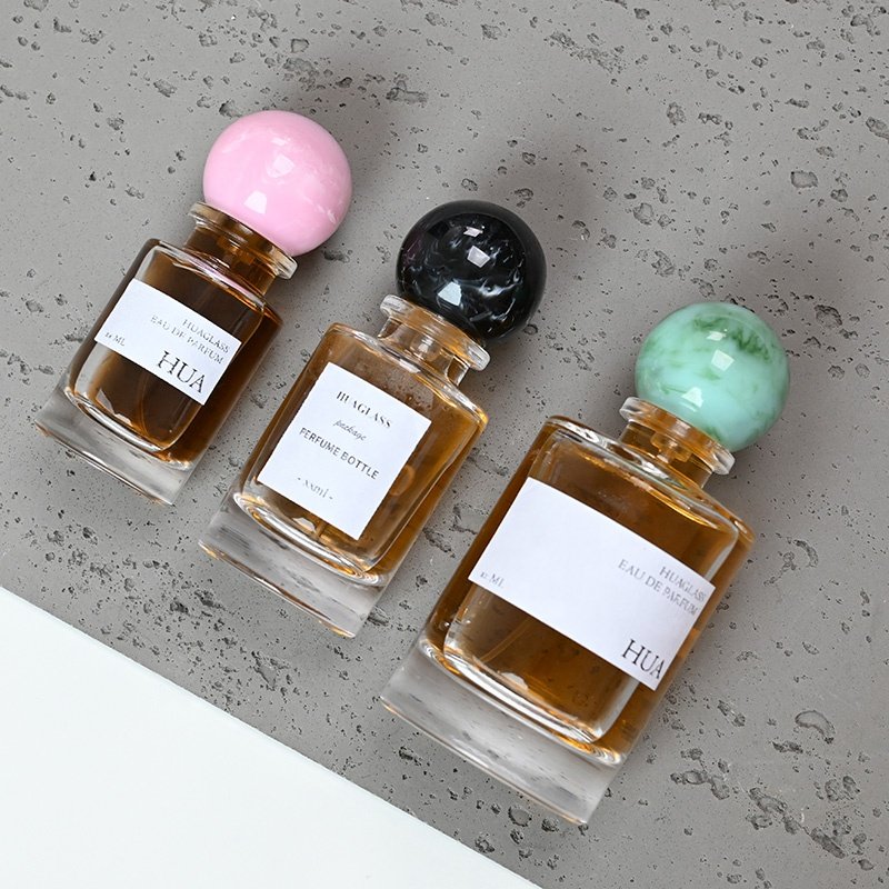 New 30ml 50ml 100ml Clear Empty Round Luxury Glass Perfume Bottle Crimp Spray Green Resin cap For Fragrance Cosmetic Packaging