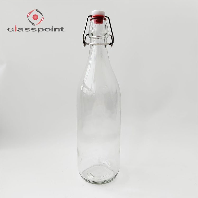 1000ml swing top glass bottle with clamp lid for beverage
