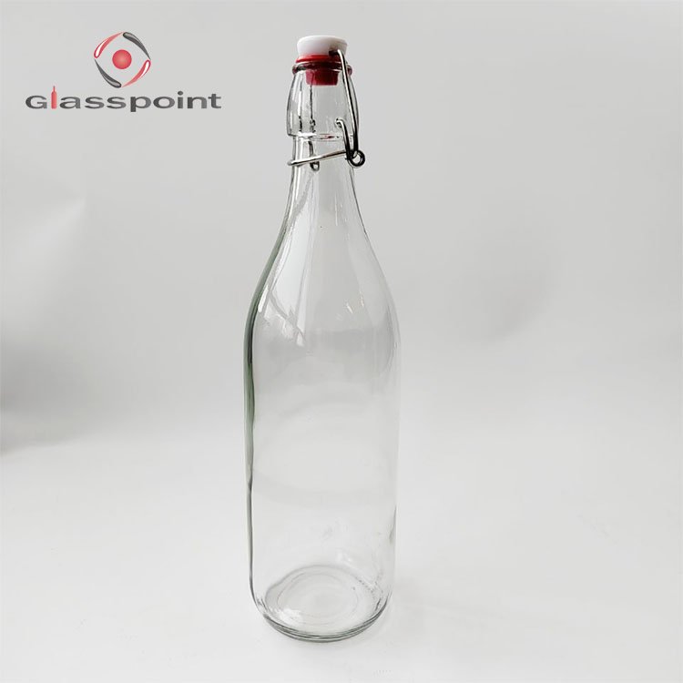 1000ml swing top glass bottle with clamp lid for beverage