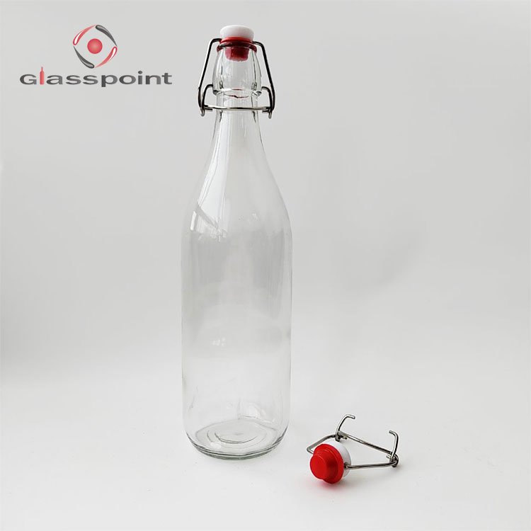 1000ml swing top glass bottle with clamp lid for beverage