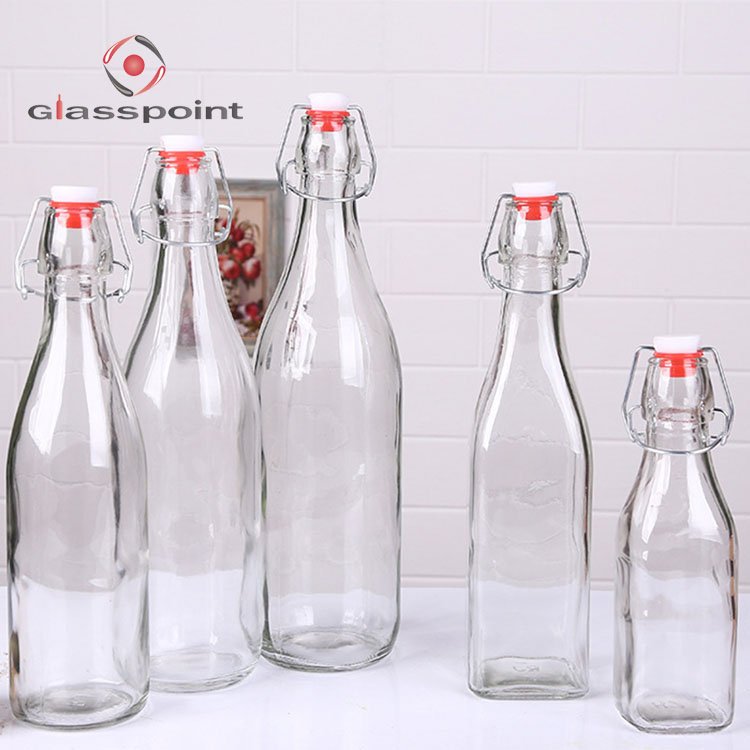 1000ml swing top glass bottle with clamp lid for beverage
