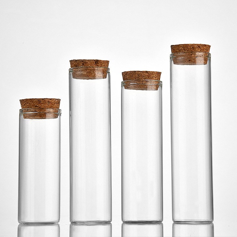 30mm Glass Tube with Cork Lid 12-110ml Cylindrical Glass Match Jar Candle Glass Storage Jar Bottle With Cork Lid