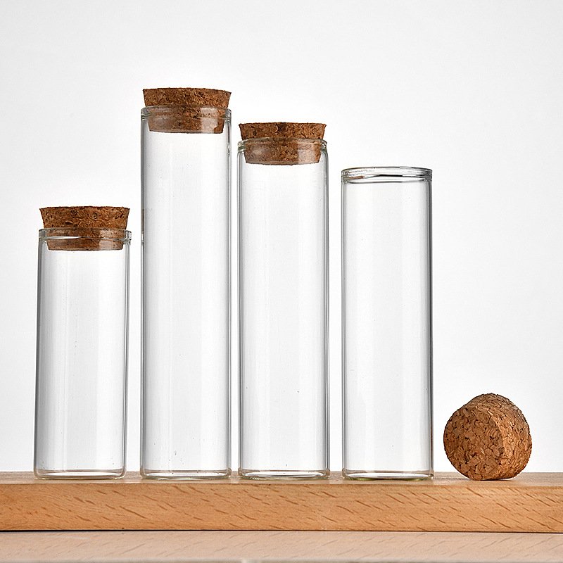30mm Glass Tube with Cork Lid 12-110ml Cylindrical Glass Match Jar Candle Glass Storage Jar Bottle With Cork Lid