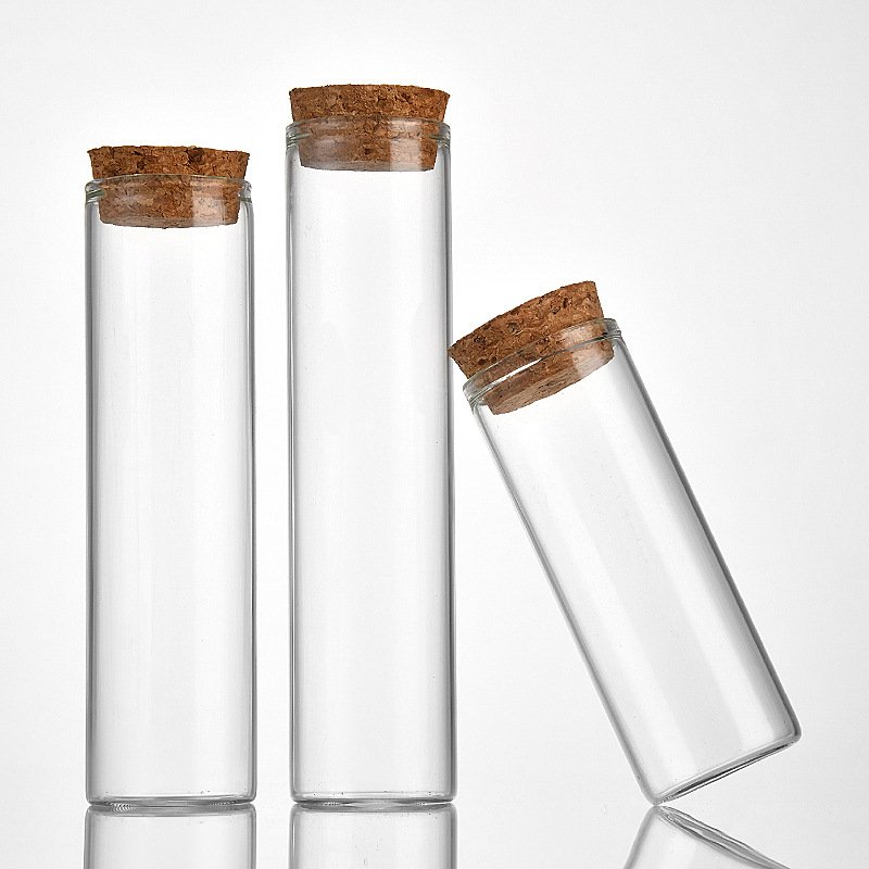 30mm Glass Tube with Cork Lid 12-110ml Cylindrical Glass Match Jar Candle Glass Storage Jar Bottle With Cork Lid