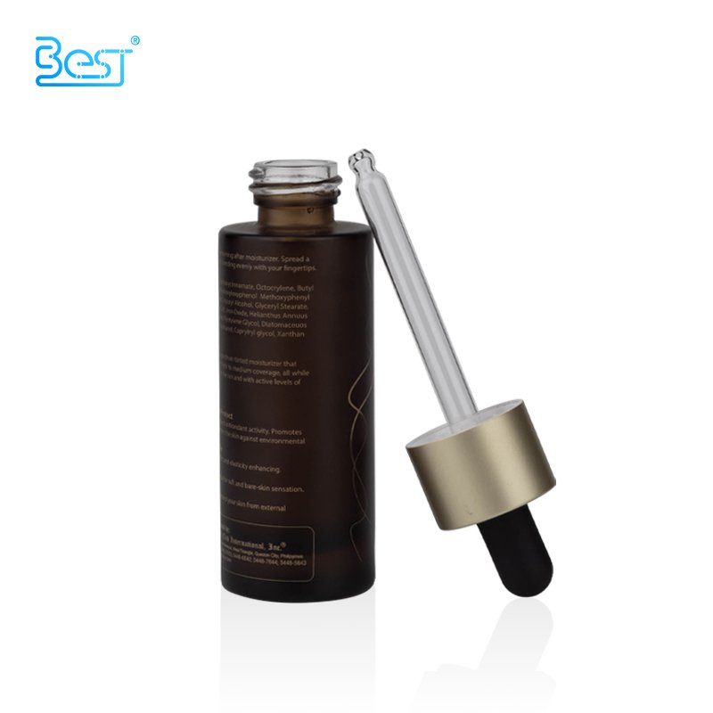 luxury cosmetic packaging 1oz 30ml 50ml 60ml 80ml 100ml 120ml cylinder matte blue green white glass serum oil dropper bottle