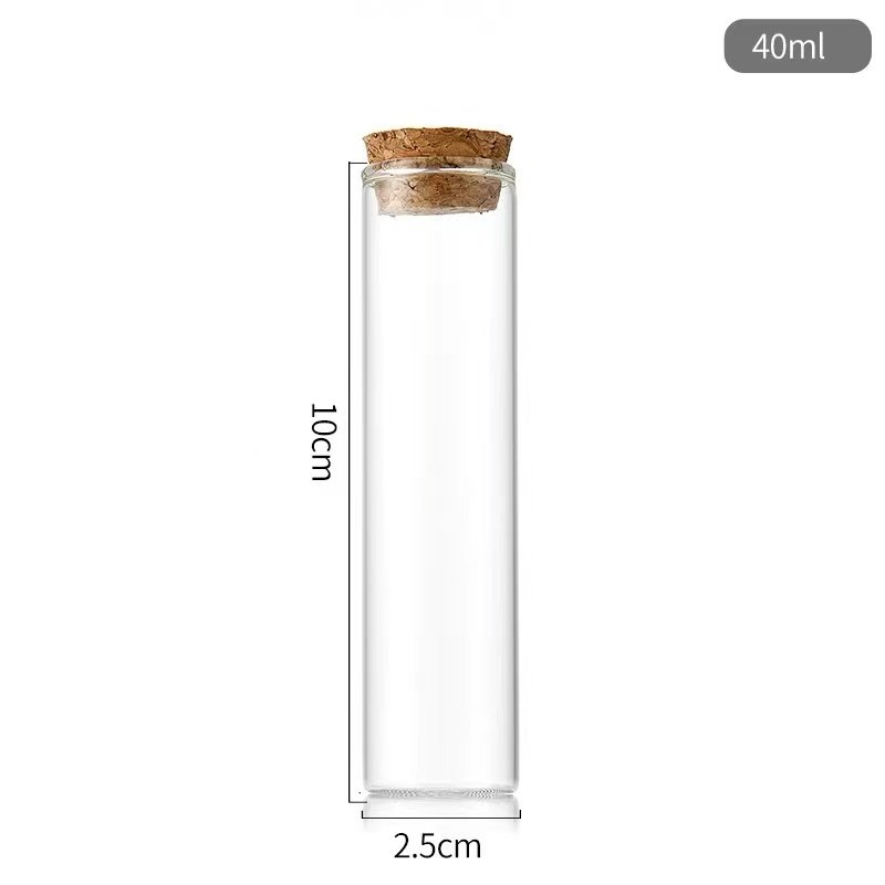 Tubular Straight Mouth High Borosilicate Glass Bottle Empty Refillable Storage Glass Tube bottle With Cork Stopper