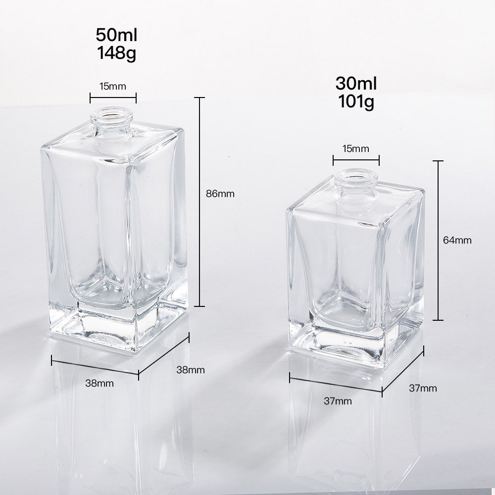 Luxury square spray perfume glass bottle 30ml 50ml wood covered glass perfume bottle