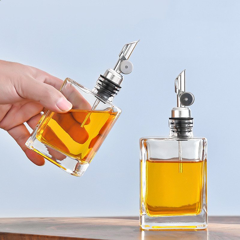 200ml 280ml Rectangular Olive Oil Dispenser Kitchen Glass Bottle For Kitchen Coffee Syrup Dispenser