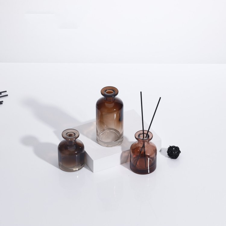 50ml 100ml 150ml 200ml 300ml Amber color coated series home diffuser glass bottle empty reeds fragrance aroma diffuser bottle