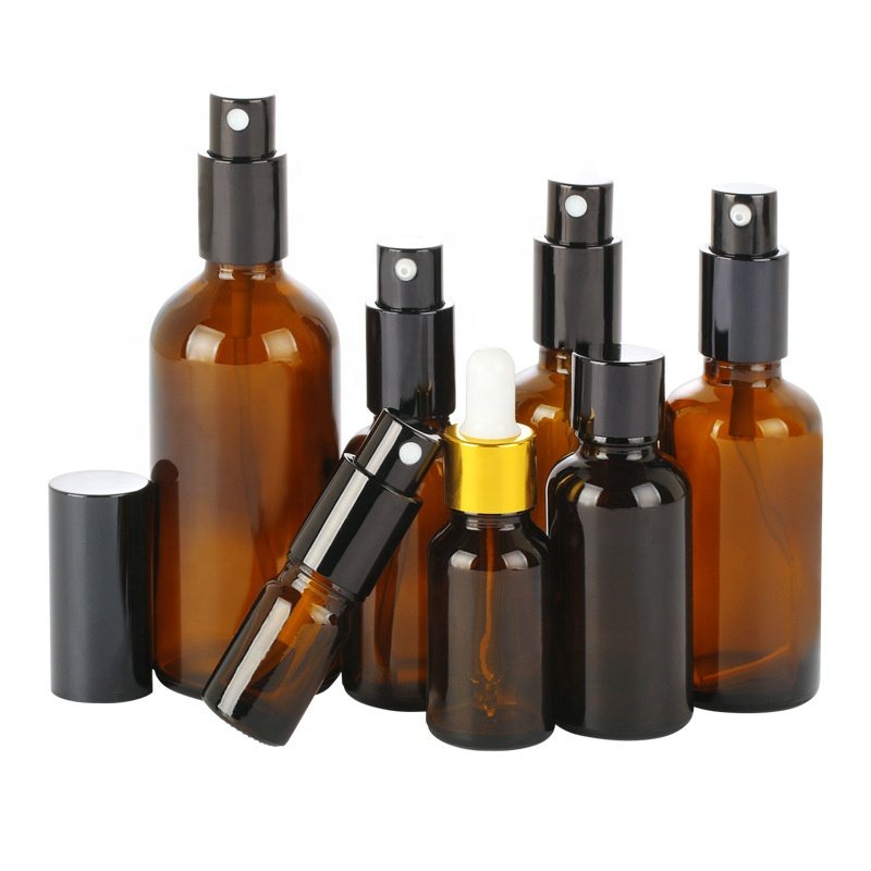 wholesale matte green amber transparent frosted fine mist glass spray perfume bottle with spray