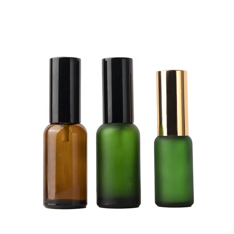 wholesale matte green amber transparent frosted fine mist glass spray perfume bottle with spray