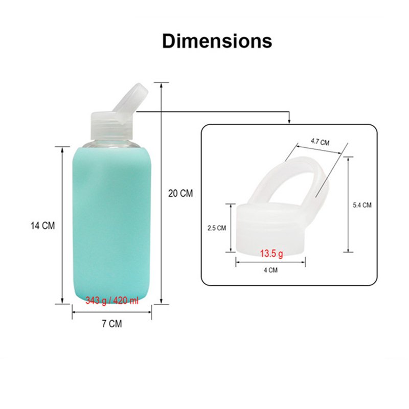 Hot selling 350ml 420ml 500ml 600ml borocillicate clear glass drinking water bottle with protective silicone sleeve