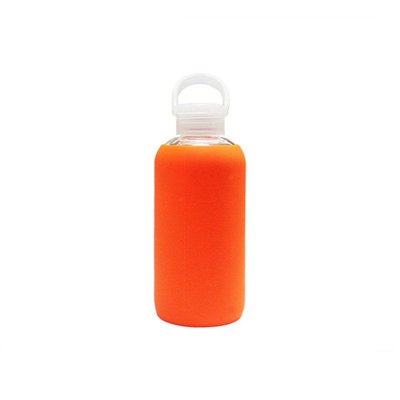 Hot selling 350ml 420ml 500ml 600ml borocillicate clear glass drinking water bottle with protective silicone sleeve