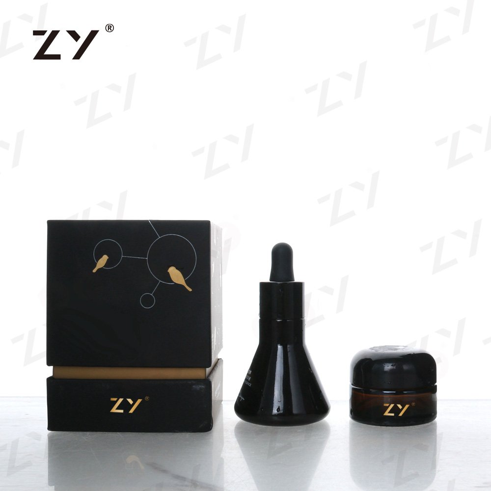 Child Resistance 15ml 1oz 30ml Luxury Square Purple Gold Pump Glass Bottle For Eye Serum Essential Oil Dropper Bottles Bulk