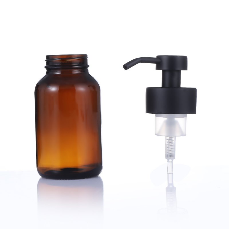 250ml customize skin care 500ml amber round shampoo glass bottle with pump spray for essential oil