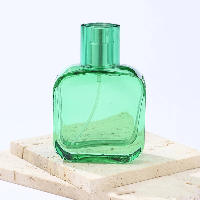 Recyclable 30ml square perfume bottle glass perfume dispenser glass bottle 50ml refillable cosmetic spray bottle