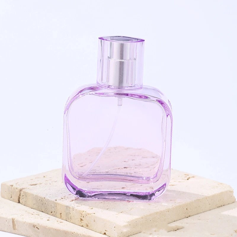 Recyclable 30ml square perfume bottle glass perfume dispenser glass bottle 50ml refillable cosmetic spray bottle