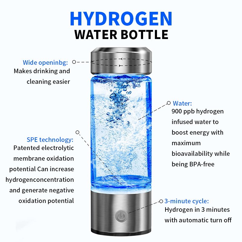 Generator Ionizer H2 Rich Cup Filter Glass Portable Hydrogen-Rich Alkaline Health Maker USB Hydrogen Water Bottle