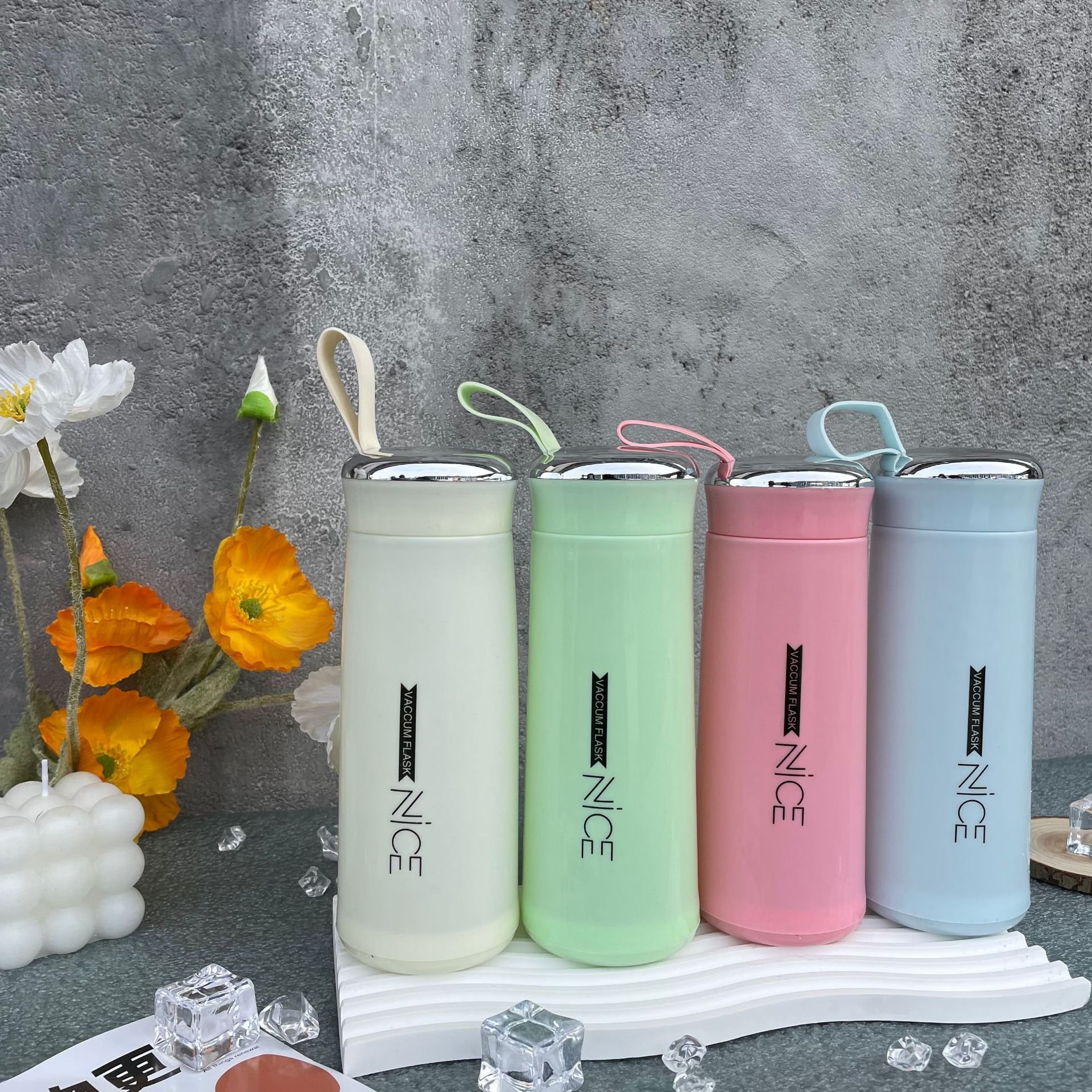 2023 Customized 400ML Double Wall Glass Water Bottle Student Portable Drinking Water Bottle
