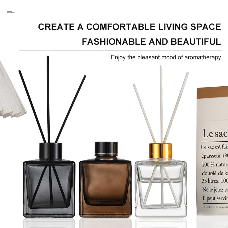 Gardenia Scent Decorative Modern Small Square Bottle Reed Diffuser For Home