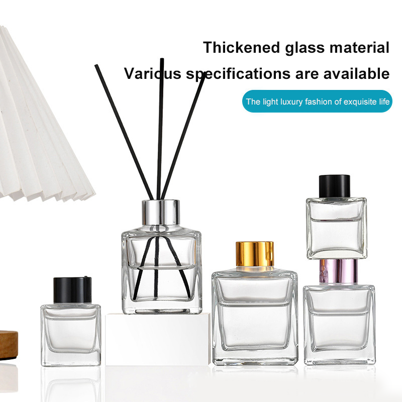 Gardenia Scent Decorative Modern Small Square Bottle Reed Diffuser For Home