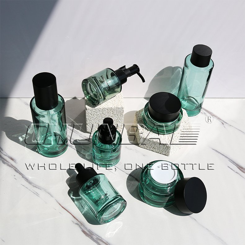 30Ml Empty Glass Lotion Glass Bottles Pump Elegant Clear Glass Bottle And Jar For Skincare