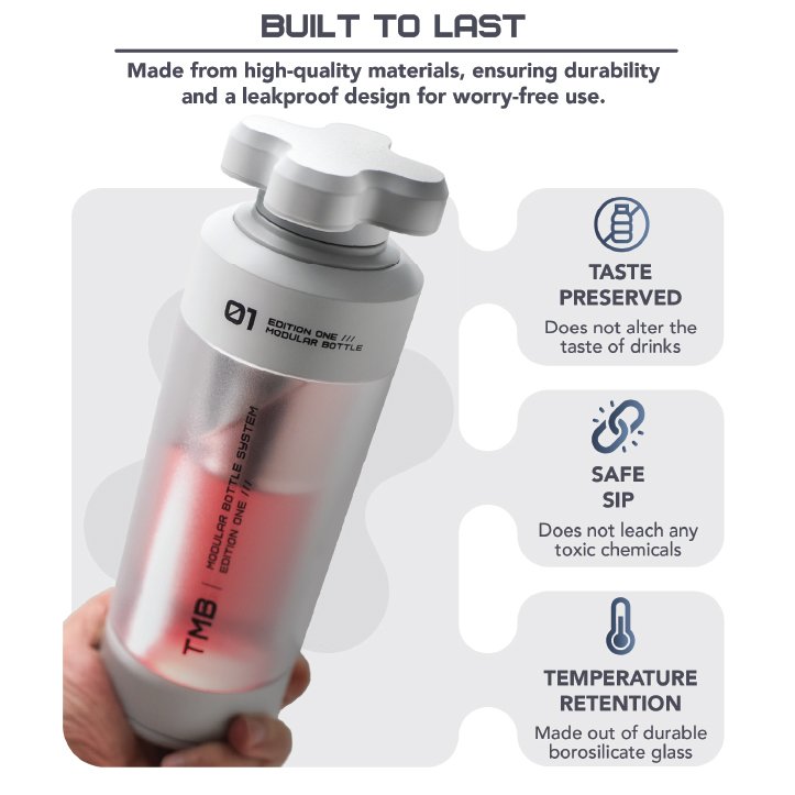 17 oz Travel high borosilicate glass water bottle comes with multiple mouthpieces and cup covers water bottle water bottles