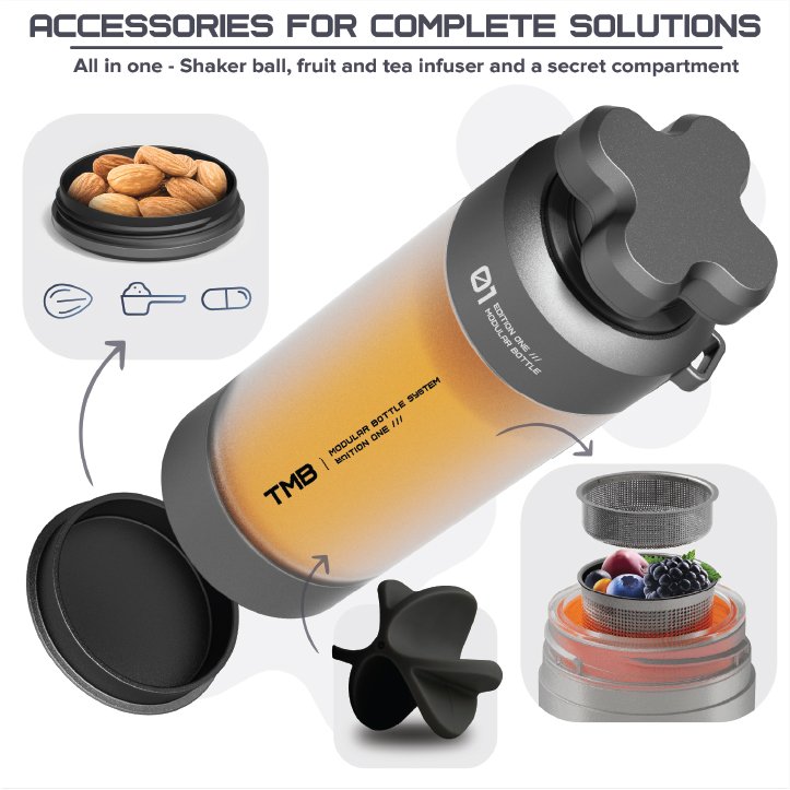 17 oz Travel high borosilicate glass water bottle comes with multiple mouthpieces and cup covers water bottle water bottles