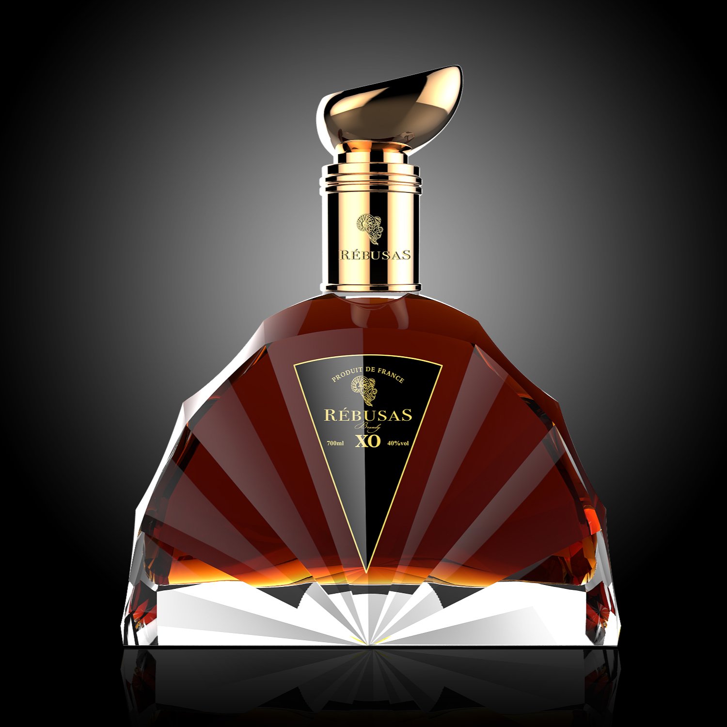 high quality customizable 100ml 500ml 700ml 1L spirts liquor brandy glass bottle