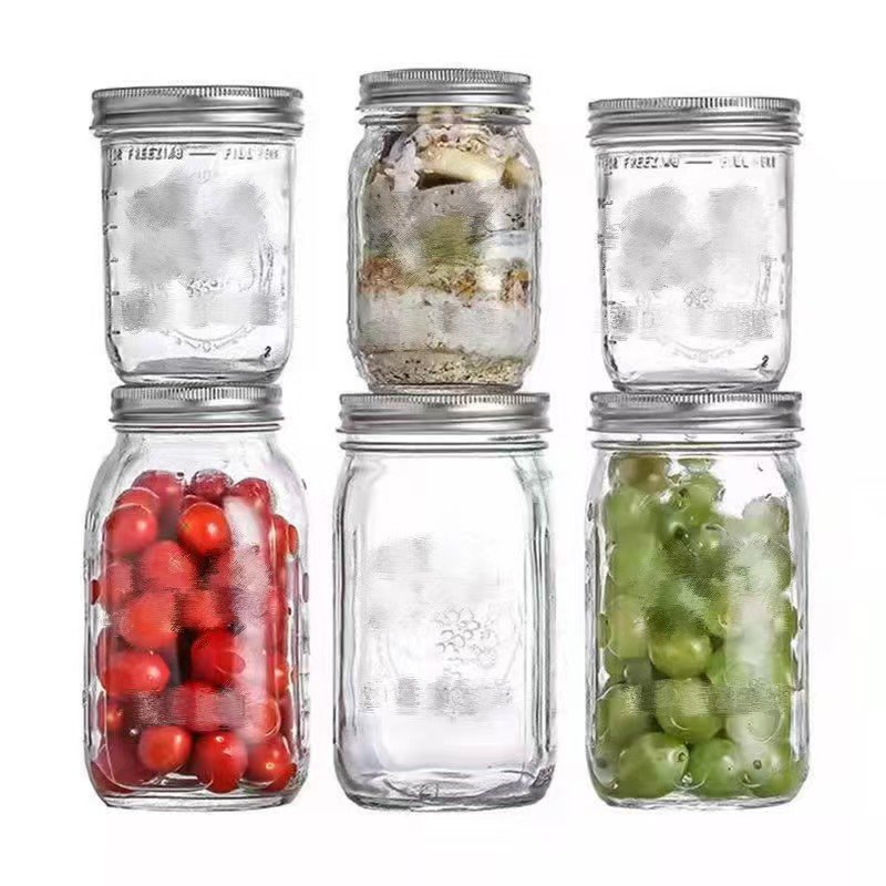 Manufacturers Wholesale Transparent glass Vegetable Salad Jam Sealed Jar Cold Drink bottle Mason Jar Sealed Jar