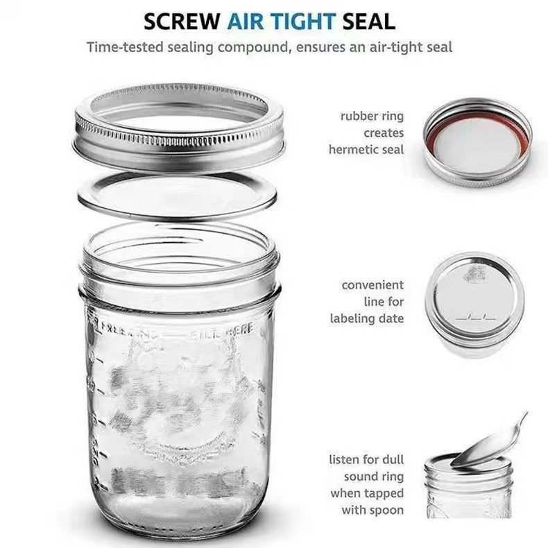Manufacturers Wholesale Transparent glass Vegetable Salad Jam Sealed Jar Cold Drink bottle Mason Jar Sealed Jar