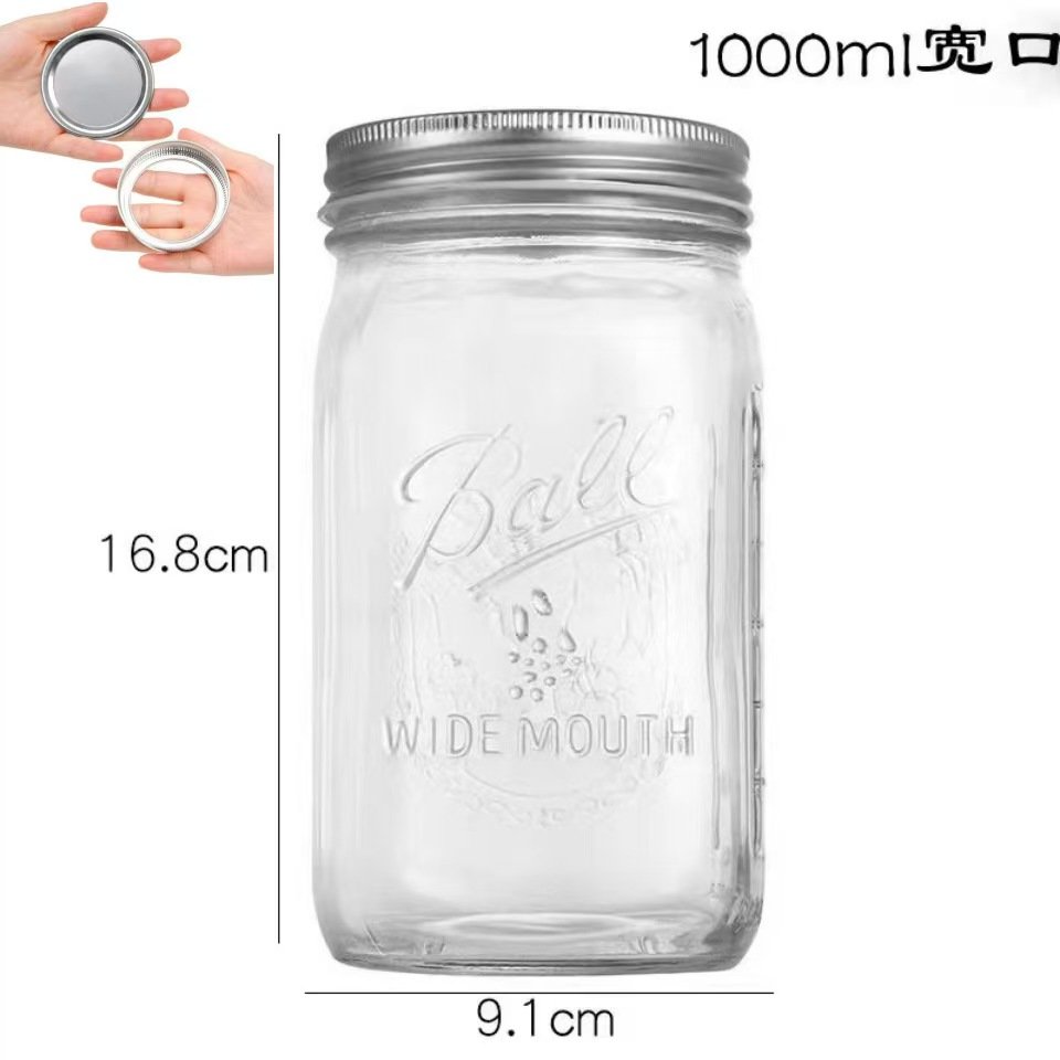 Manufacturers Wholesale Transparent glass Vegetable Salad Jam Sealed Jar Cold Drink bottle Mason Jar Sealed Jar